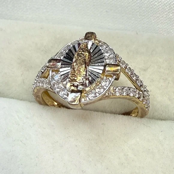 Fantalia Virgin Mary Guadelope gold and silver sterling silver ring - Picture 5 of 9